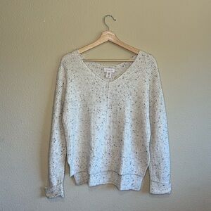 if it were me sweater womens XS cotton blend knit vneck long sleeve white